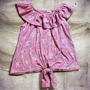 Jenna & Jessie Girls 10 Pink Floral Ruffle Short Sleeve Top